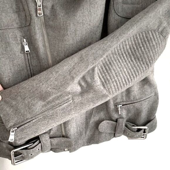 Ralph Lauren Grey Cashmere Blend Moto Jacket - Picture 12 of 16